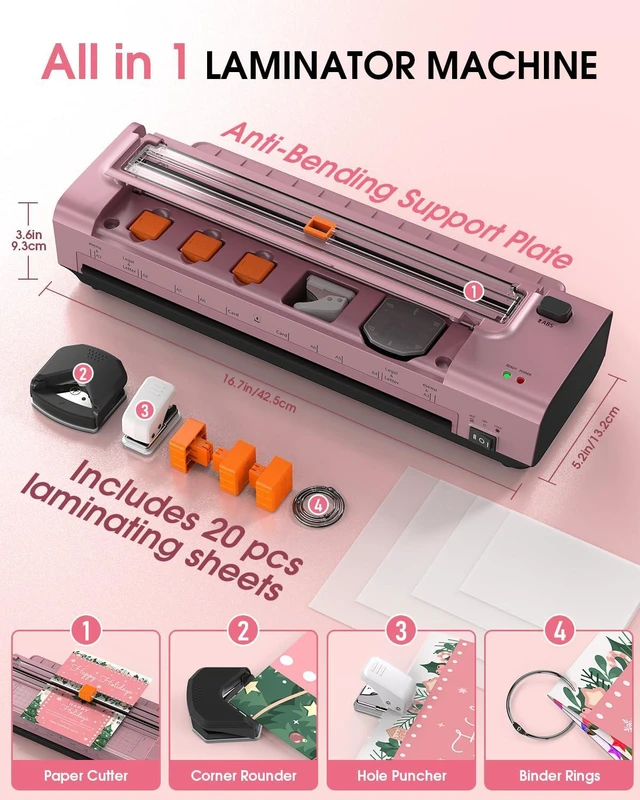 Alt view image 7 of 7 - 13 Inch Laminator Machine, A3 Personal Laminator Kit for Teachers with 20 Laminating Sheets, 11x17 Hot Cold Thermal Lamination with Anti-Bend Plate, ABS Anti-Jam & 20dB Quiet for Office