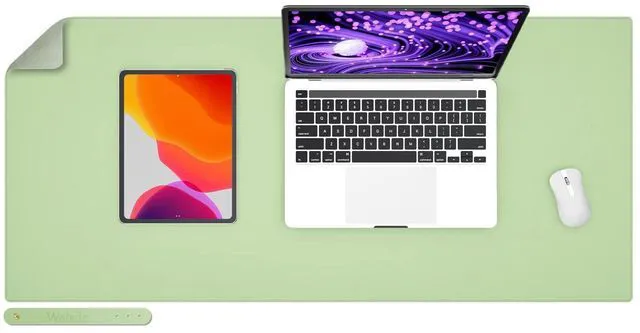 Main image of PU Leather Desk Pad,36x17 in Large Computer Desk Mat,Waterproof Non-Slip Desk Blotter Protector,Light Green Big Keyboard Mouse Pad