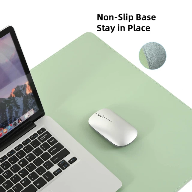 Alt view image 5 of 7 - PU Leather Desk Pad,36x17 in Large Computer Desk Mat,Waterproof Non-Slip Desk Blotter Protector,Light Green Big Keyboard Mouse Pad