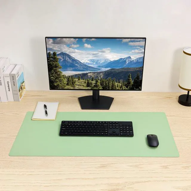 Alt view image 4 of 7 - PU Leather Desk Pad,36x17 in Large Computer Desk Mat,Waterproof Non-Slip Desk Blotter Protector,Light Green Big Keyboard Mouse Pad