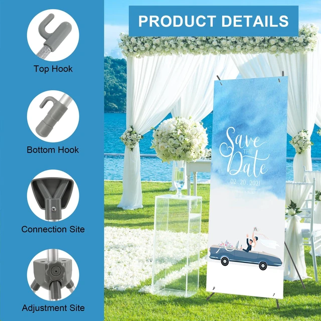 Alt view image 3 of 7 - 2 Pack X Frame Banner Stand Adjustable Size 23"X 63" to 32"X 78" with Portable Retractable Carrying Bag, Customize Banner Stand for Trade, Show Exhibition Market and Store Display