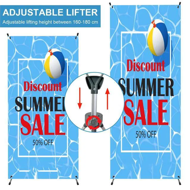 Alt view image 4 of 7 - 2 Pack X Frame Banner Stand Adjustable Size 23"X 63" to 32"X 78" with Portable Retractable Carrying Bag, Customize Banner Stand for Trade, Show Exhibition Market and Store Display