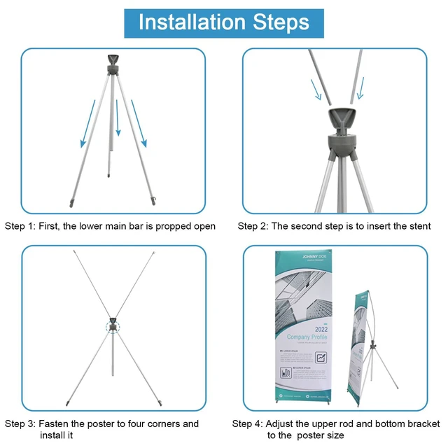 Alt view image 5 of 7 - 2 Pack X Frame Banner Stand Adjustable Size 23"X 63" to 32"X 78" with Portable Retractable Carrying Bag, Customize Banner Stand for Trade, Show Exhibition Market and Store Display