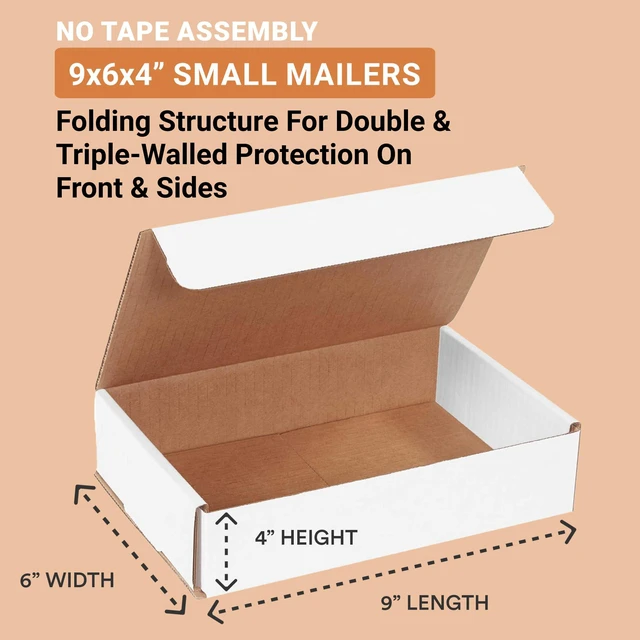 Alt view image 2 of 6 - AVIDITI Shipping Boxes Small 9"L x 6"W x 4"H, 50-Pack | Corrugated Cardboard for Packing, Moving and Storage