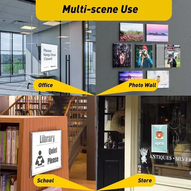 Alt view image 4 of 7 - 12 Pcs Acrylic Sign Holder 11 x 8.5, Horizontal Wall Mount Sign Holders Clear Plastic Frames Paper Display Sign Holders for Office, Home, Store, Restaurant - No Drilling