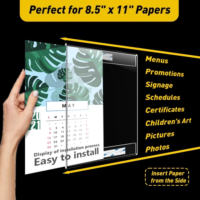 Alt view image 5 of 7 - 12 Pcs Acrylic Sign Holder 11 x 8.5, Horizontal Wall Mount Sign Holders Clear Plastic Frames Paper Display Sign Holders for Office, Home, Store, Restaurant - No Drilling