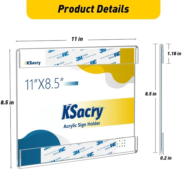 Alt view image 6 of 7 - 12 Pcs Acrylic Sign Holder 11 x 8.5, Horizontal Wall Mount Sign Holders Clear Plastic Frames Paper Display Sign Holders for Office, Home, Store, Restaurant - No Drilling