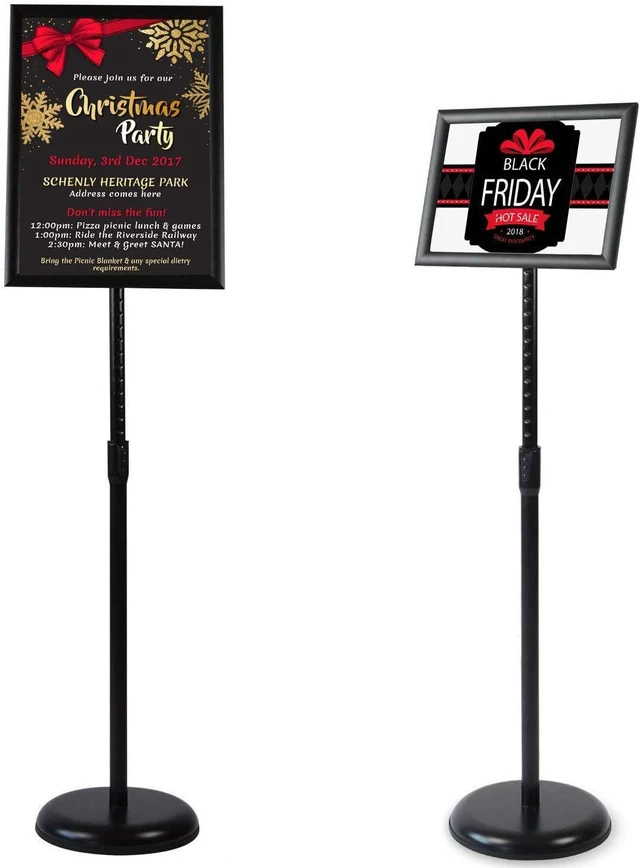 Main image of 8.5 x 11 Inch Adjustable Pedestal Sign Poster Stand, Heavy Duty Floor Standing Sign Stand Aluminum Snap Open Display Frame for Vertical and Horizontal View Sign Displayed(Black)