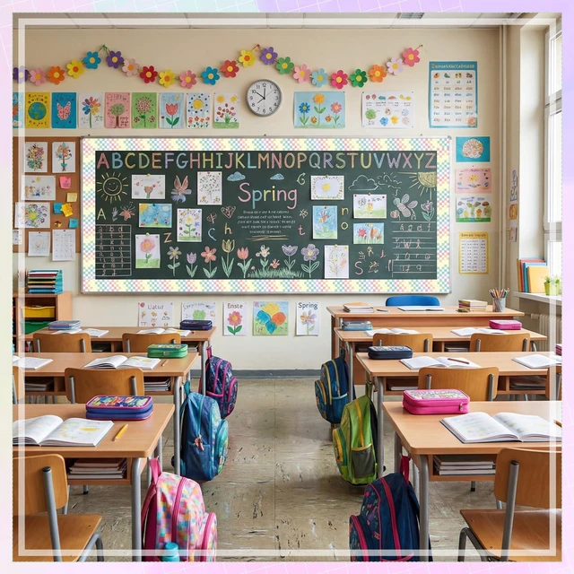Alt view image 7 of 7 - 48 ft x 2.76 Inch Magnetic Checkerboard Border,Pastel Gingham Bulletin Board Trim Decoration, Reusable Whiteboard Magnetic Strips Roll for School Office Chalkboard