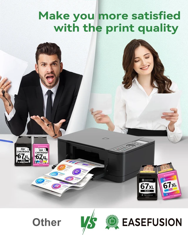 Alt view image 6 of 7 - Replacement for HP 67 67XL Ink Cartridges Black/Color Combo Pack for HP Ink 67 HP67 HP67XL, Compatible with DeskJet 2855e 2755e 2700 4255e 4155e 4100 Envy 6000 6055e 6455e Printer, 2-Pack