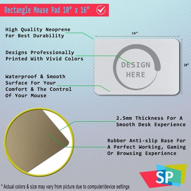Alt view image 2 of 6 - Mouse Pad Custom Personalized Photo Picture & Text Neoprene Office Supplies & Gaming Computer Desk Accessories Rectangle Shape