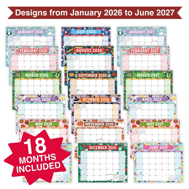 Alt view image 4 of 7 - 2026 Calendar Wall - 2026 Wall Calendar Large for School, Home & Office 18-Month Hanging Calendars, Academic Monthly Calendar from January 2026 to June 2027, Back to School Teacher Gifts