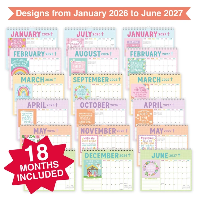 Alt view image 4 of 7 - 2026 Calendar Wall - 2026 Wall Calendar Large for School, Home & Office 18-Month Hanging Calendars, Academic Monthly Calendar from January 2026 to June 2027, Back to School Teacher Gifts