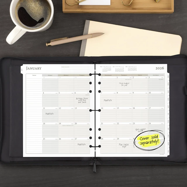 Alt view image 2 of 4 - 2027 Planner Refill, Monthly, 8.5" x 11", Folio Size 5, Tabbed, 7-Ring Loose-Leaf (491-685-27)