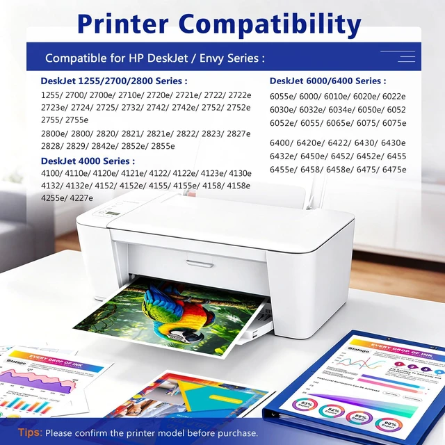 Alt view image 2 of 7 - 67XL Printer Ink Replacement Compatible for HP Ink 67 67XL Work with HP Envy 6055e 6055 6052 6455e 6455 6452 6458 6475 DeskJet 2755e 2755 2855e 2827e 4155e,2-Pack