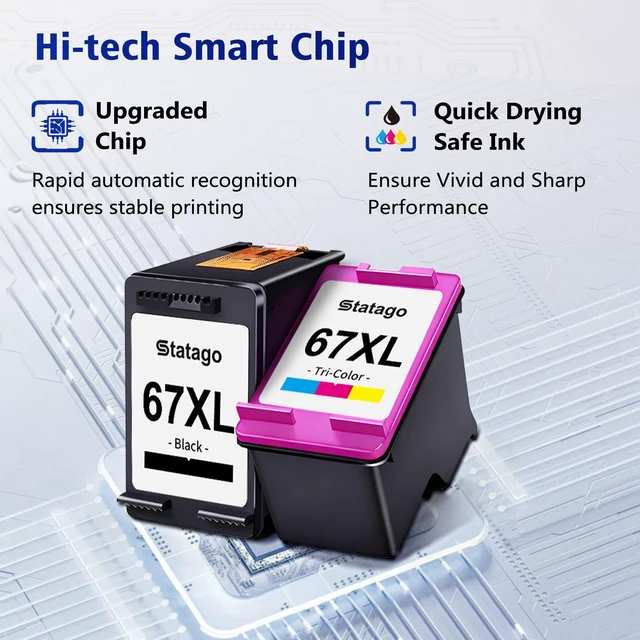 Alt view image 4 of 7 - 67XL Printer Ink Replacement Compatible for HP Ink 67 67XL Work with HP Envy 6055e 6055 6052 6455e 6455 6452 6458 6475 DeskJet 2755e 2755 2855e 2827e 4155e,2-Pack