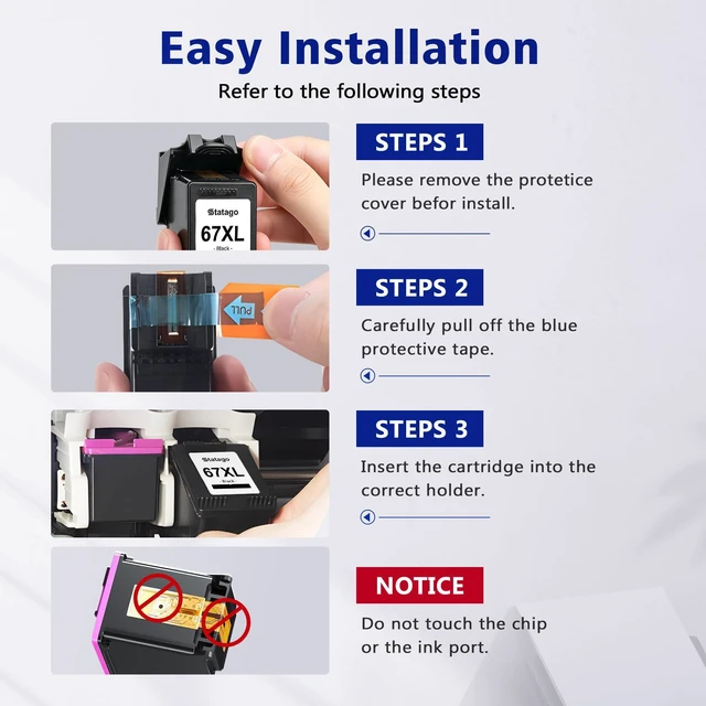 Alt view image 6 of 7 - 67XL Printer Ink Replacement Compatible for HP Ink 67 67XL Work with HP Envy 6055e 6055 6052 6455e 6455 6452 6458 6475 DeskJet 2755e 2755 2855e 2827e 4155e,2-Pack