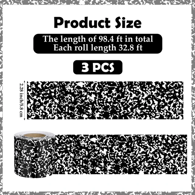 Alt view image 2 of 7 - 3 Rolls 98.4 ft Composition Bulletin Board Borders Straight Border Trims Black and White Composition Decorative Classroom Rolled Bulletin Border Trim for Back to School Blackboard Decor