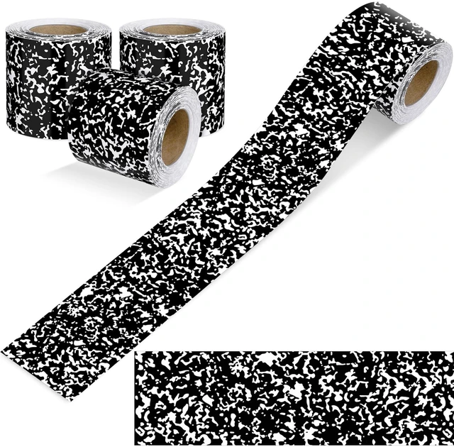 Main image of 3 Rolls 98.4 ft Composition Bulletin Board Borders Straight Border Trims Black and White Composition Decorative Classroom Rolled Bulletin Border Trim for Back to School Blackboard Decor