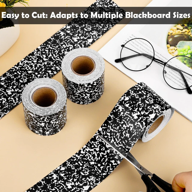 Alt view image 4 of 7 - 3 Rolls 98.4 ft Composition Bulletin Board Borders Straight Border Trims Black and White Composition Decorative Classroom Rolled Bulletin Border Trim for Back to School Blackboard Decor