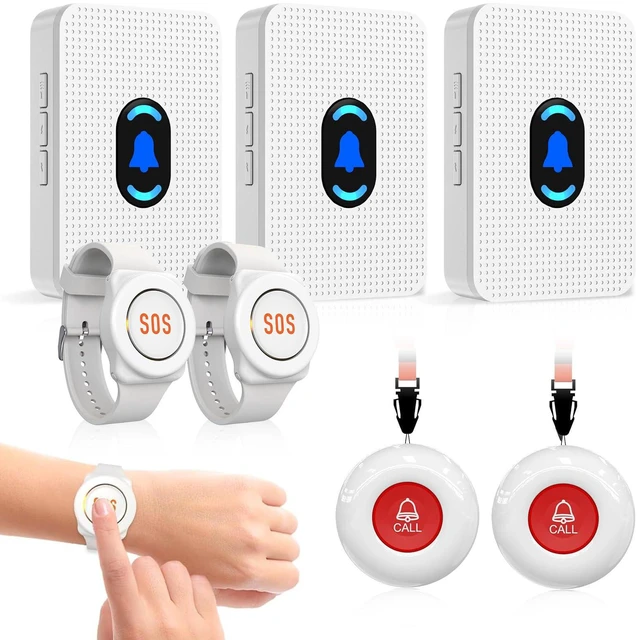 Main image of Caregiver Pager Call Button for Elderly at Home, Medical Alert System for Seniors, Emergency Help Watch for Disabled Patients, Wireless Life Alert with Portable Receiver