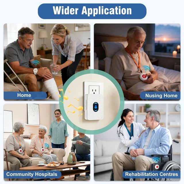 Alt view image 5 of 7 - Caregiver Pager Call Button for Elderly at Home, Medical Alert System for Seniors, Emergency Help Watch for Disabled Patients, Wireless Life Alert with Portable Receiver