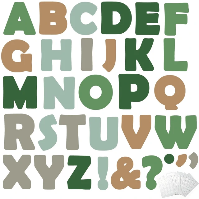 Main image of 154 PCS 7" Bulletin Board Letters Green Eucalyptus Classroom Decorations Large Sage Green Letters Combo Pack Set for Bulletin Board Display Home School Classroom Decor