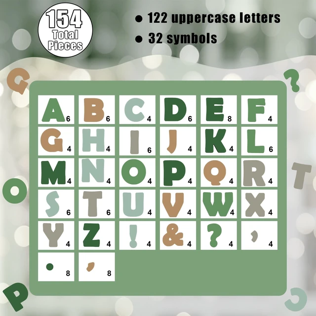 Alt view image 2 of 6 - 154 PCS 7" Bulletin Board Letters Green Eucalyptus Classroom Decorations Large Sage Green Letters Combo Pack Set for Bulletin Board Display Home School Classroom Decor