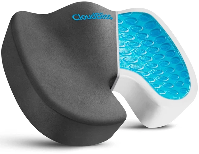 Main image of Gel Memory Foam Seat Cushion for Long Sitting, X-Large, Grey Gel Chair Pad for Tailbone, Coccyx, Sciatica, Soft Suede Cover, Non-Slip, Washable Mesh, for office, home, car