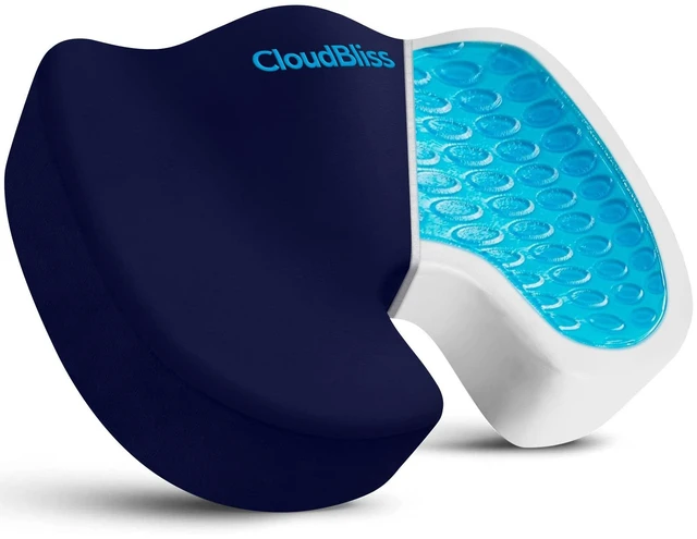 Main image of Gel Memory Foam Seat Cushion for Long Sitting, Large, Blue Gel Chair Pad for Tailbone, Coccyx, Sciatica, Soft Suede Cover, Non-Slip, Washable Mesh, for office, home, car