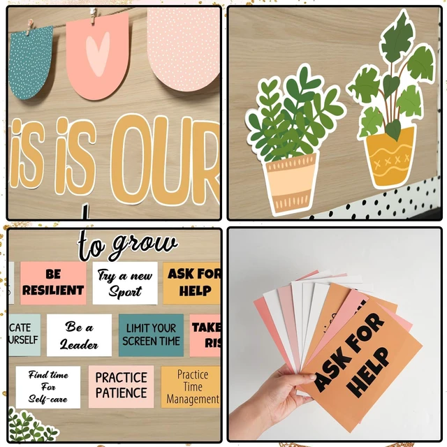 Alt view image 5 of 7 - Classroom Bulletin Board Decorations, Boho Motivational Bulletin Board Set, Growth Mindset Positive Affirmations Wall Decor for Teacher Back to School Classroom Door Decors