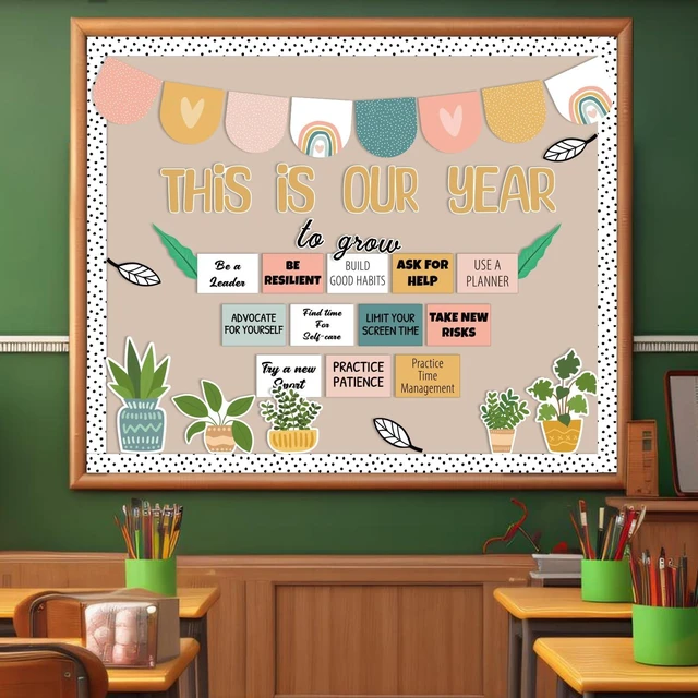 Alt view image 7 of 7 - Classroom Bulletin Board Decorations, Boho Motivational Bulletin Board Set, Growth Mindset Positive Affirmations Wall Decor for Teacher Back to School Classroom Door Decors