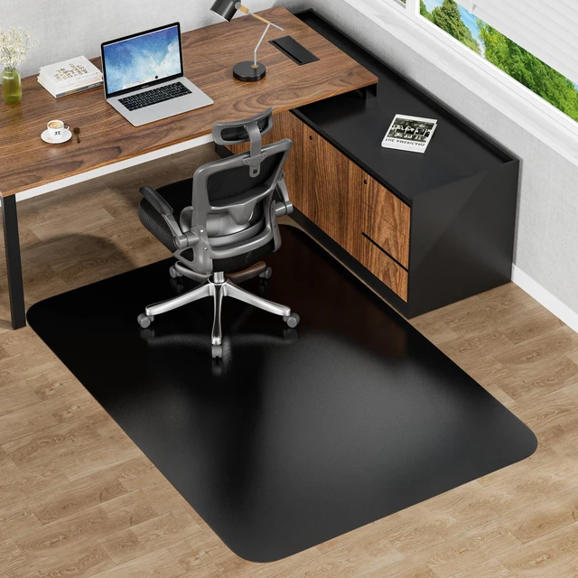 Main image of Black Hardwood Floor Chair Mat, Heavy Duty Plastic Desk Protector 48" x 60" Durable Mat for Rolling Desk Chairs, Protects Tile, Laminate, Vinyl Floors in Home Office and Gaming Rooms