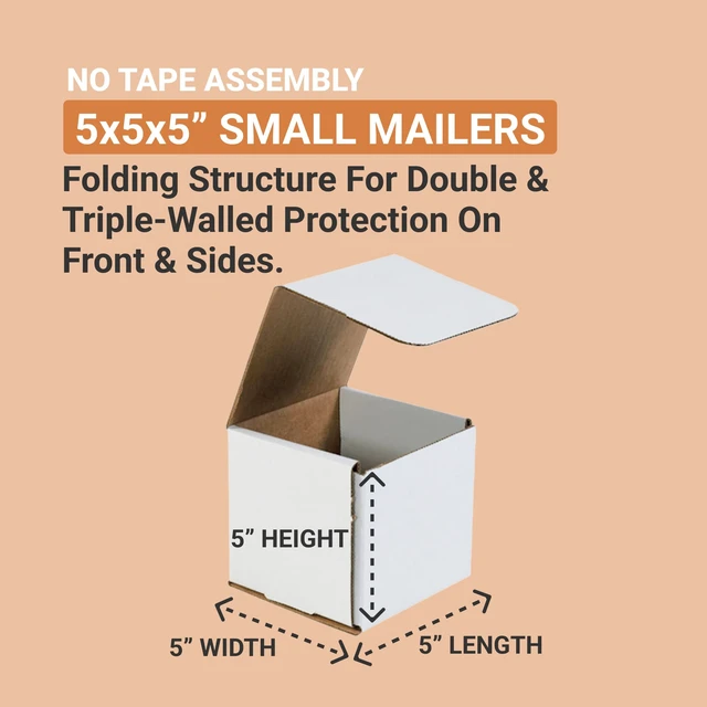 Alt view image 2 of 6 - Shipping Boxes Small 5"L x 5"W x 5"H 50-Pack - Corrugated Cardboard for Moving, Mailing, Packing, Packaging and Storage