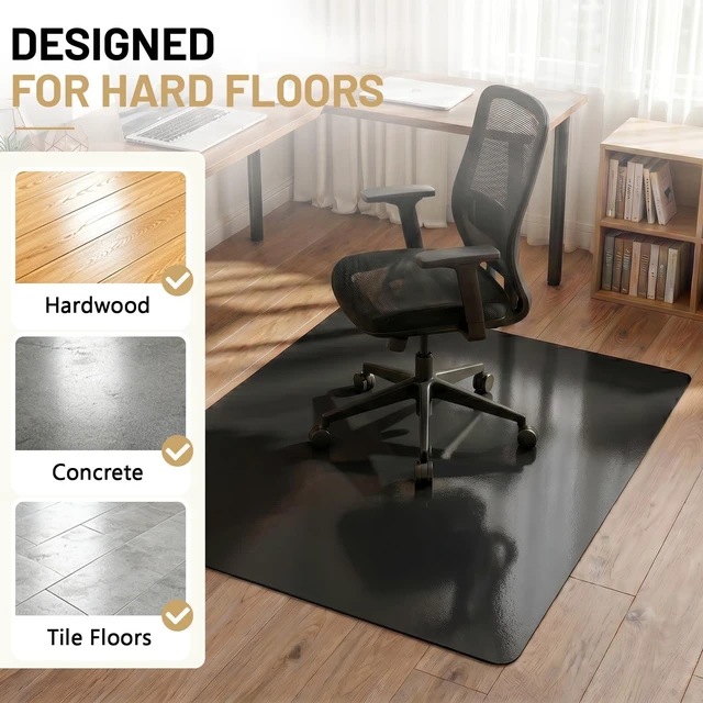 Alt view image 4 of 7 - Black Hardwood Floor Chair Mat, Heavy Duty Plastic Desk Protector 48" x 60" Durable Mat for Rolling Desk Chairs, Protects Tile, Laminate, Vinyl Floors in Home Office and Gaming Rooms