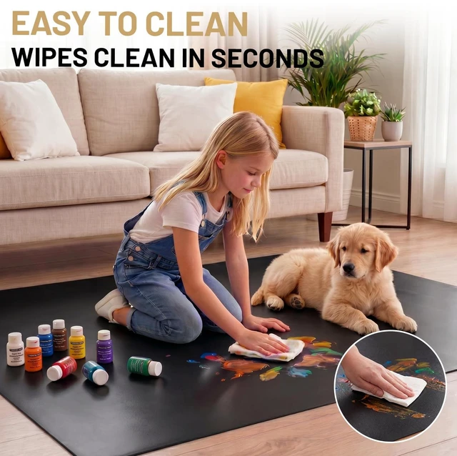 Alt view image 6 of 7 - Black Hardwood Floor Chair Mat, Heavy Duty Plastic Desk Protector 48" x 60" Durable Mat for Rolling Desk Chairs, Protects Tile, Laminate, Vinyl Floors in Home Office and Gaming Rooms