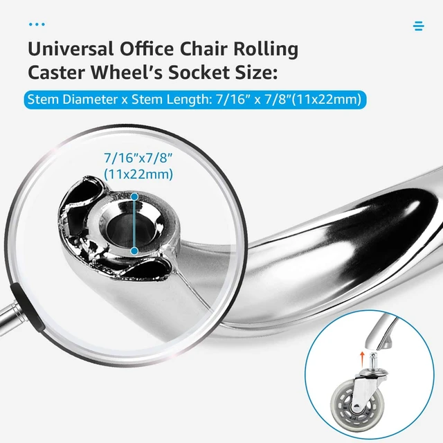Alt view image 5 of 6 - Office Chair Base Replacement, 28 Inch Heavy Duty(2500 Lbs) Metal Leg, Reinforced to Repair Swivel Gaming Chair Bottom Part with Universal Caster and Gas Cylinder Size (Silver)