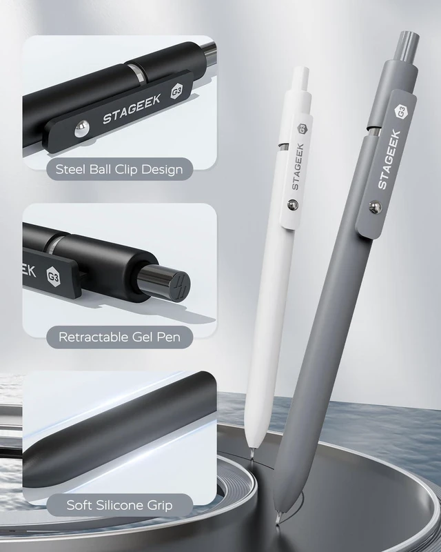 Alt view image 3 of 3 - 12 Pcs GX3 Black Gel Pens, Smooth Writing, with 3 Refills Black Ink Pens, 0.7mm Fine Point, School, Office, Journaling & Note Taking, for Nurses, Adults, Men & Women