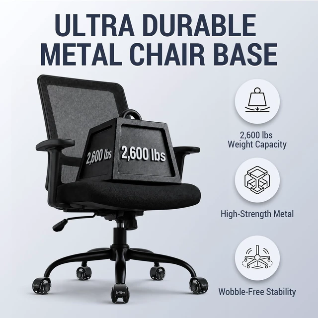 Alt view image 4 of 7 - Heavy Duty Office Chair Base Replacement, 2500 Lbs, 28"(70 cm), Metal Desk Chair Base Replacement Parts with Universal Gas Cylinder Hole and Casters Sockets, Matte Black