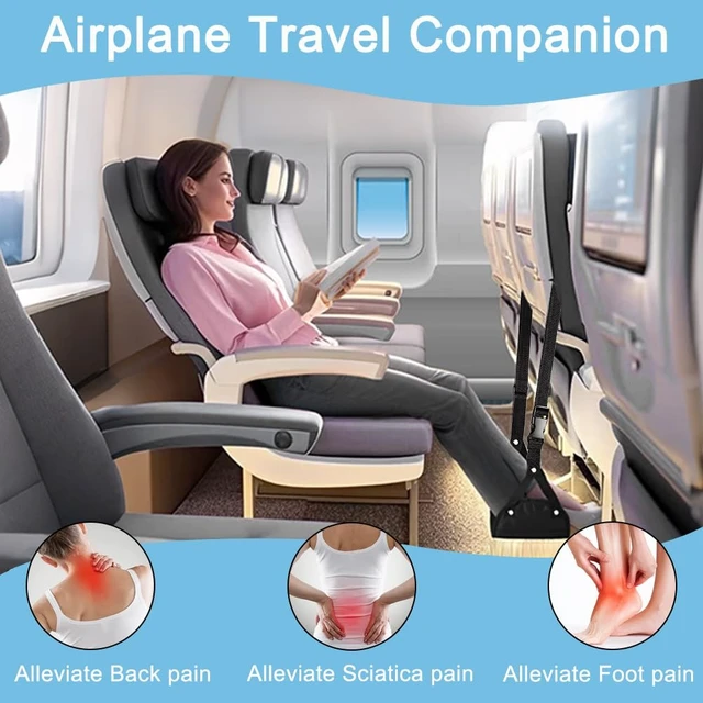 Alt view image 4 of 6 - 2 Pack Airplane Travel Footrest Hammocks, Adjustable, Black, Memory Foam, Foot Hammock for Airplane Travel