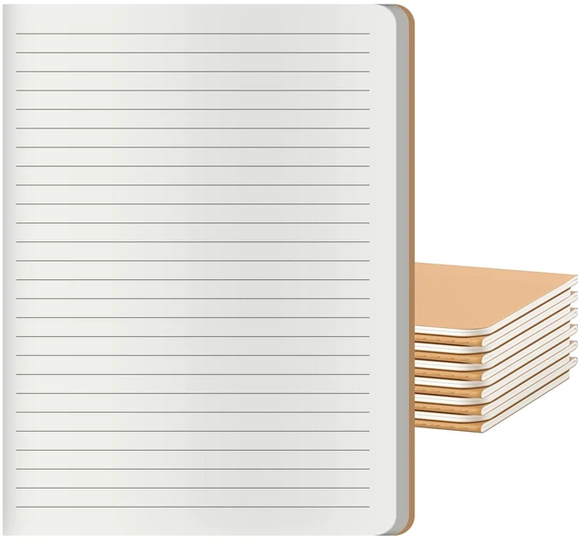 Main image of Large College Ruled Notebook Journals Bulk with Thick Lined Paper, 60 Pages, 8.5x11 inch, Composition Diary Subject Notebooks Planner for Travelers Students Office, Kraft Journal Set, 12 Pack
