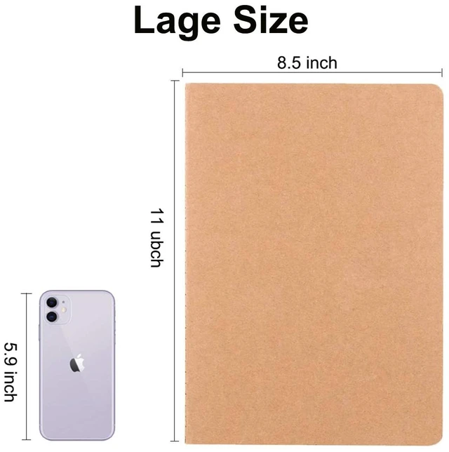 Alt view image 5 of 7 - Large Dot Grid Notebook Journals Bulk with Thick Dotted Grid Paper, 60 Pages, 8.5x11 inch, Composition Diary Subject Notebooks Planner for Travelers Students Office, Kraft Journal Set, 12 Pack