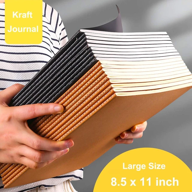 Alt view image 6 of 7 - Large Dot Grid Notebook Journals Bulk with Thick Dotted Grid Paper, 60 Pages, 8.5x11 inch, Composition Diary Subject Notebooks Planner for Travelers Students Office, Kraft Journal Set, 12 Pack