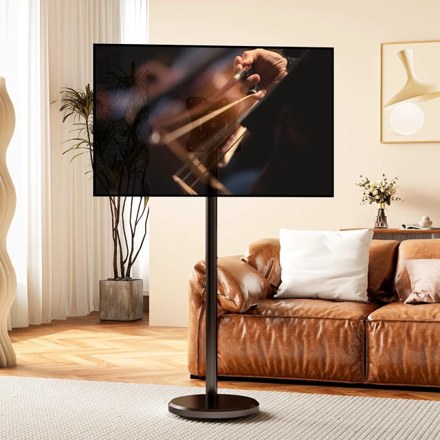 Main image of Rolling TV Stand with Wheels for 10-46 Inch TVs, 88 lbs, Black Portrait or Landscape, Height Adjustmen Mobile TV Cart, ±10° Tilt and 90°Rotating, Portable TV Stand, Max Vesa 200x200mm