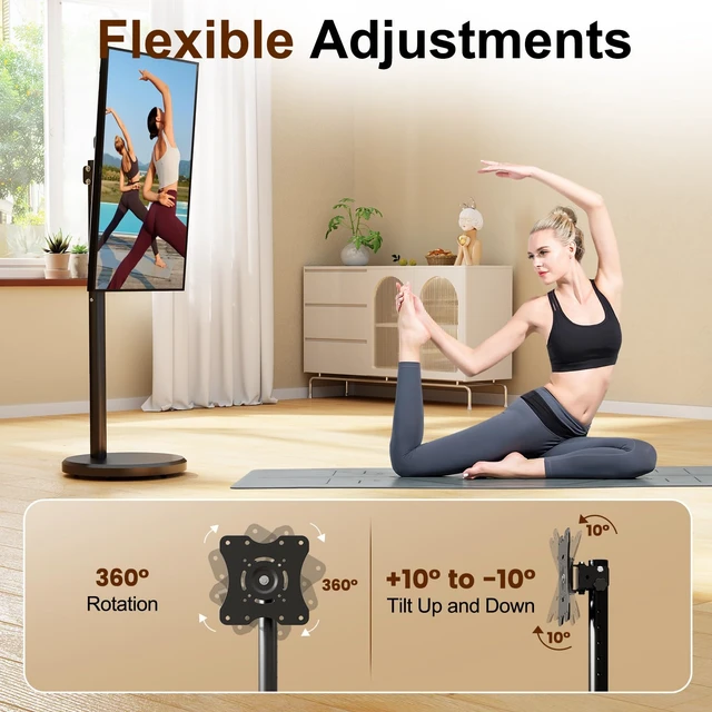 Alt view image 3 of 7 - Rolling TV Stand with Wheels for 10-46 Inch TVs, 88 lbs, Black Portrait or Landscape, Height Adjustmen Mobile TV Cart, ±10° Tilt and 90°Rotating, Portable TV Stand, Max Vesa 200x200mm