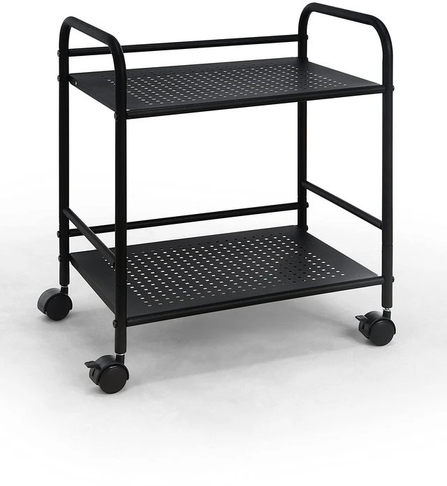 Alt view image 7 of 7 - 2-Tier Metal Rolling Utility Cart Mobile Storage Shelf with Caster Wheels Small Space Organizer for Home, Office, Bedroom, Kitchen (BLK) (Pack of 2)