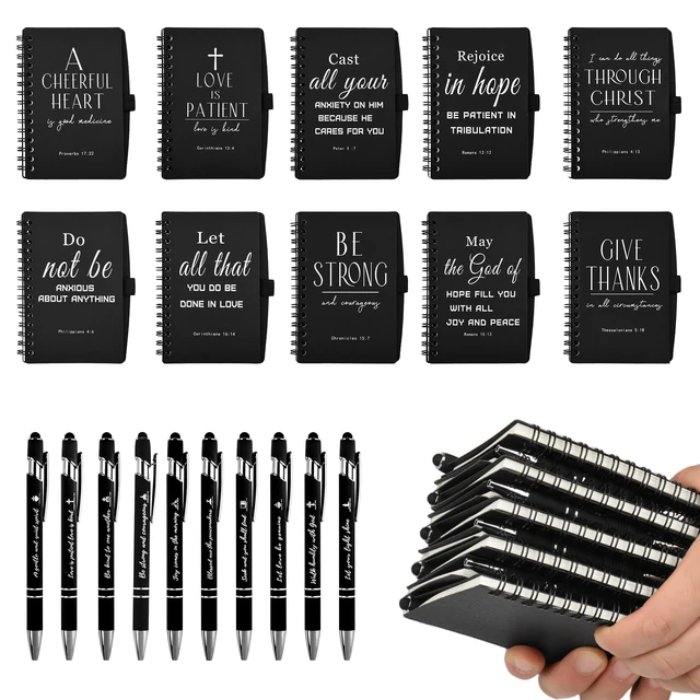 Alt view image 2 of 7 - 30 Sets Black Christian Prayer Journals with Pens, Christian Gifts for Men