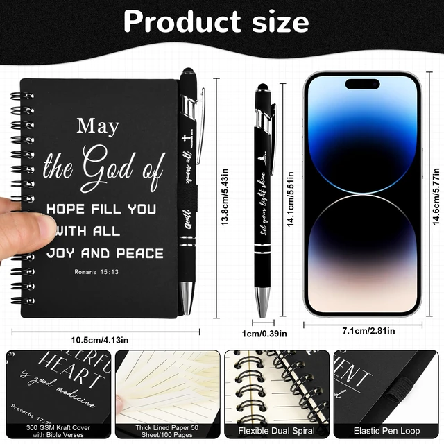 Alt view image 3 of 7 - 30 Sets Black Christian Prayer Journals with Pens, Christian Gifts for Men