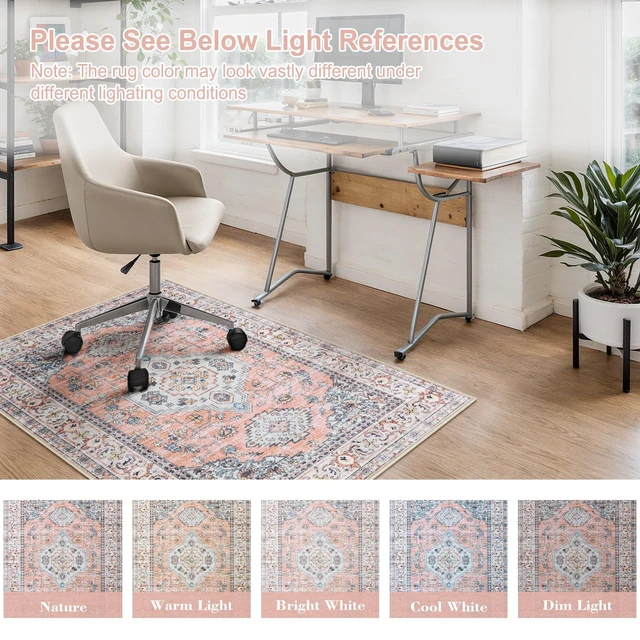 Alt view image 5 of 7 - 48"x60" Office Chair Mat for Hardwood Floor, Floor Mat for Office Chair, Boho Under Desk Rug, Office Rugs for Rolling Chairs, Anti-Slip Desk Chair Mat for Hardwood, Terracotta