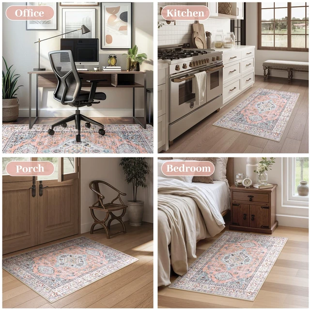 Alt view image 6 of 7 - 48"x60" Office Chair Mat for Hardwood Floor, Floor Mat for Office Chair, Boho Under Desk Rug, Office Rugs for Rolling Chairs, Anti-Slip Desk Chair Mat for Hardwood, Terracotta